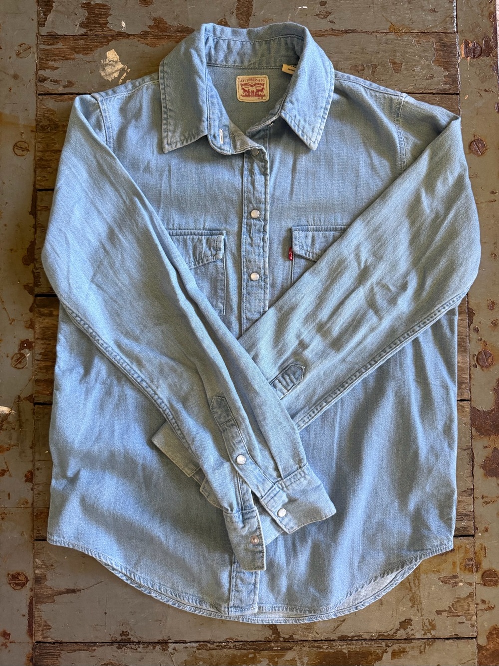 Levi's Light Blue Denim 100% Cotton Button-Down Shirt - Women’s